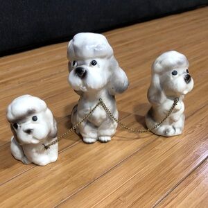 Vintage Poodle Mom And Puppies Chained Made In Japan Shadowbox